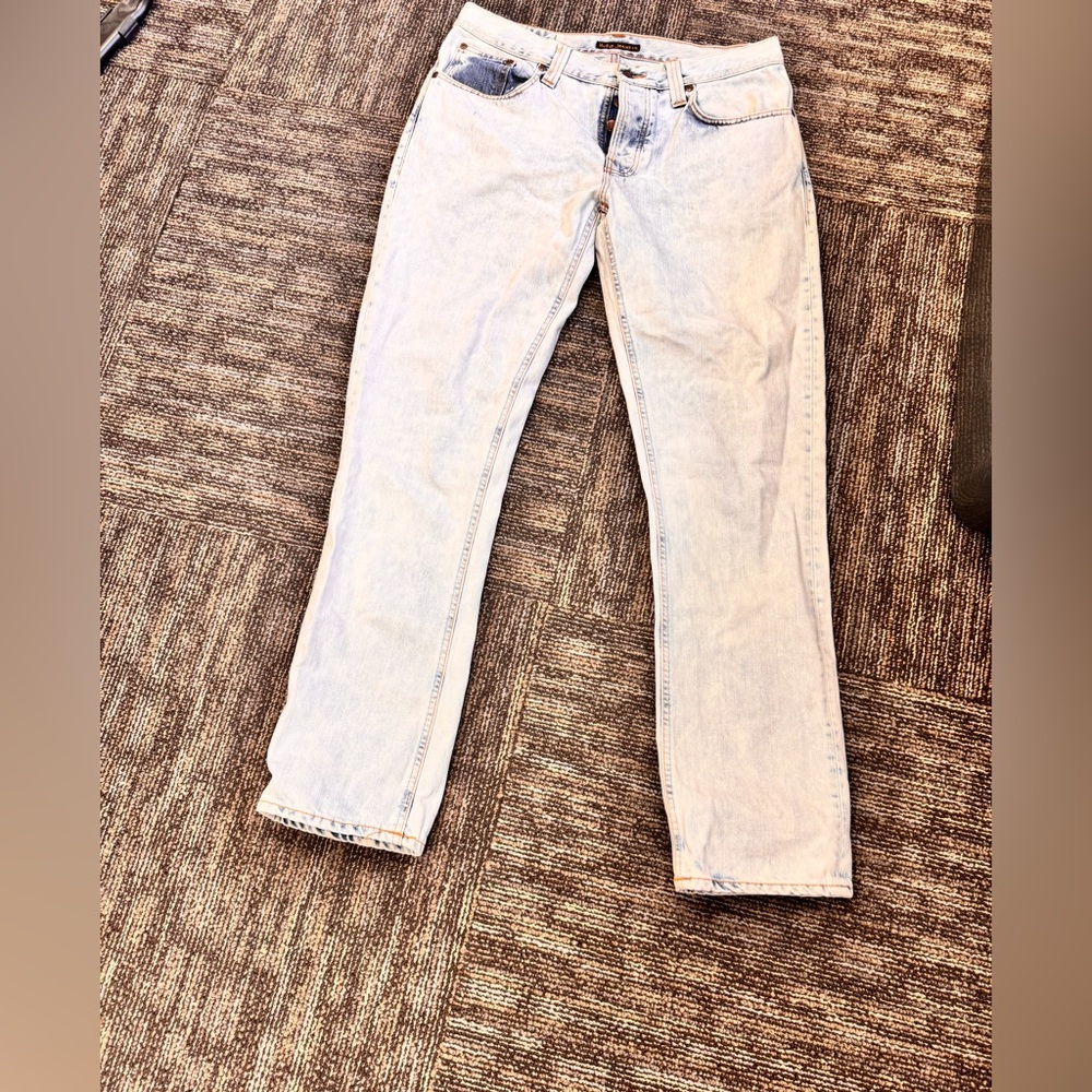 Nudie Jeans Men's Light Blue Straight Jeans